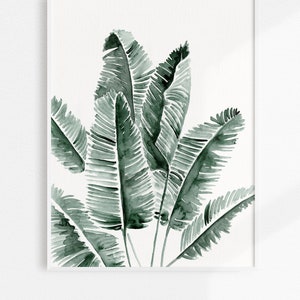 Watercolor Banana Leaf Art Print | Watercolor Botanical Wall Art | Tropical Banana Leaf Picture | Organic Leaf Print decor