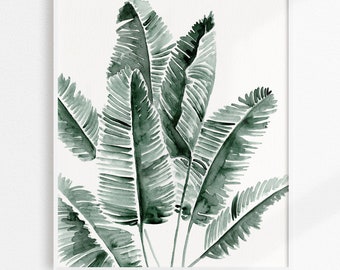 Watercolor Banana Leaf Art Print: Tropical Botanical Wall Decor