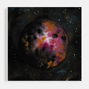Watercolor Celestial Planet Art Print | Celestial Watercolor Print | Moon Space Decor | Modern and Feminine Moon and Stars Illustration