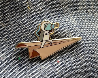 Astronaut in a Paper Airplane Hard Enamel Pin