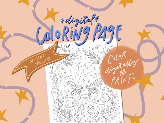 Botanical Nature Coloring Page Download Printable Bumblebee - Etsy