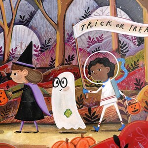 Halloween Art Print | Trick or Treat Cute Wall Decor | Ghost Halloween Wall Art
