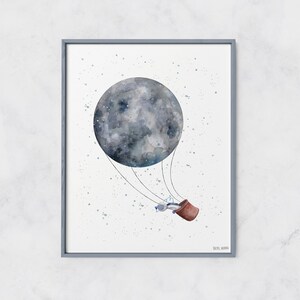Moon Hot Air Balloon Print: Astronaut Nursery Art (Digital Download)