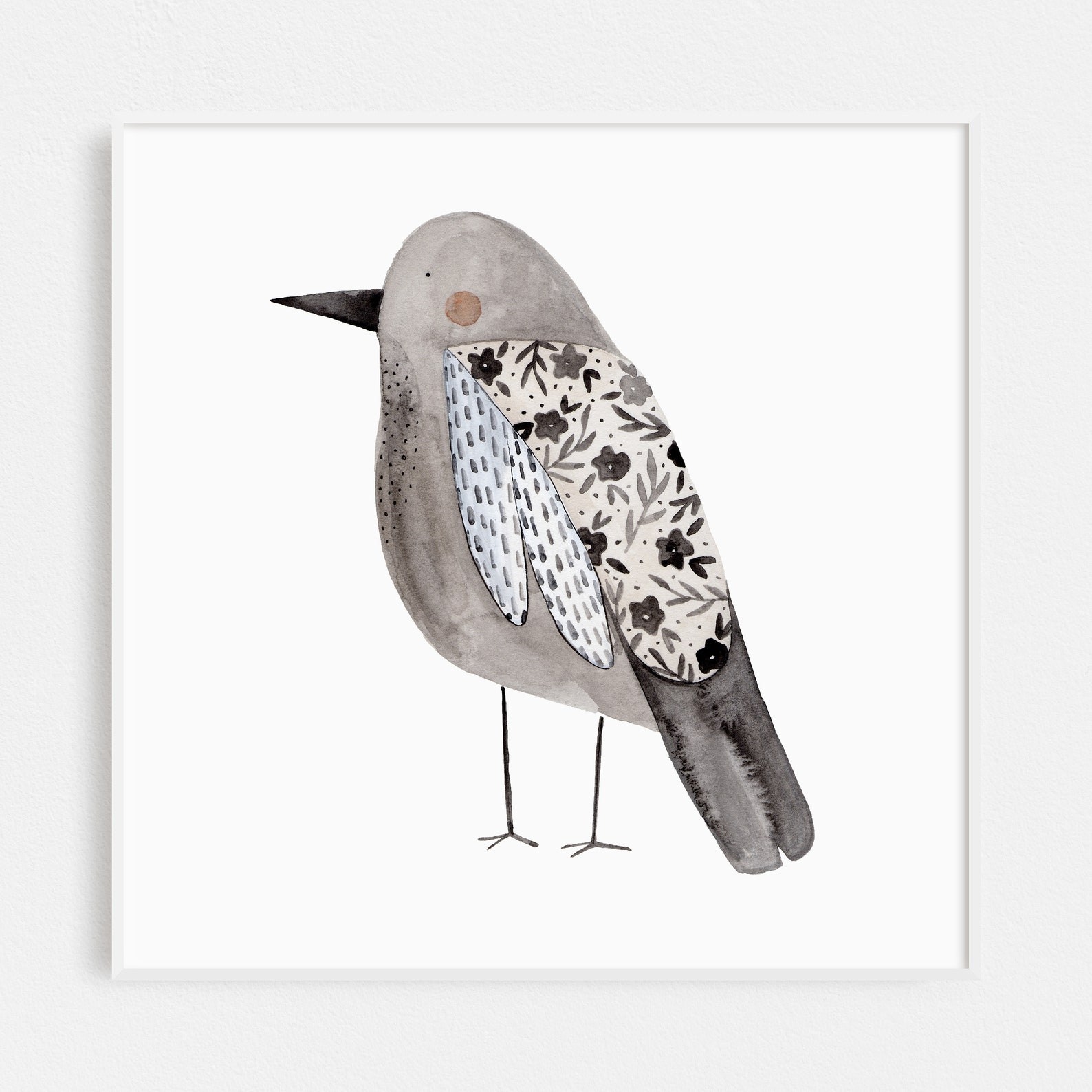 Birds Folk Art Set of 3 Quirky Birds Illustration Wall Art Etsy