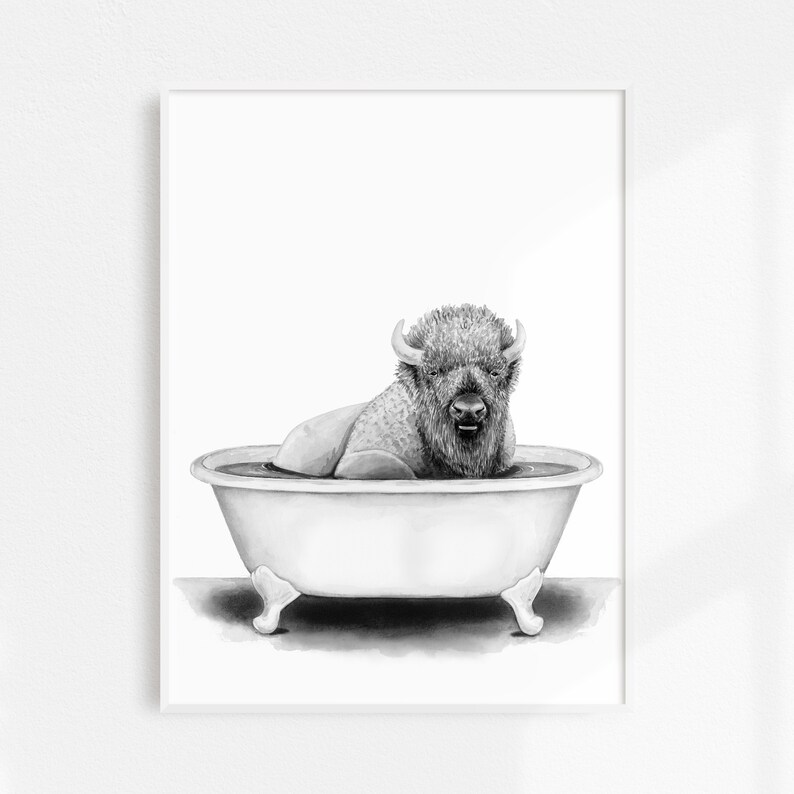 Animals in a Bathtub Illustrations Set of 3 Nursery Wall Art - Etsy