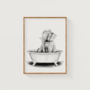 Watercolor Elephant in Tub Art Print: Funny Bathroom Wall Decor - Etsy