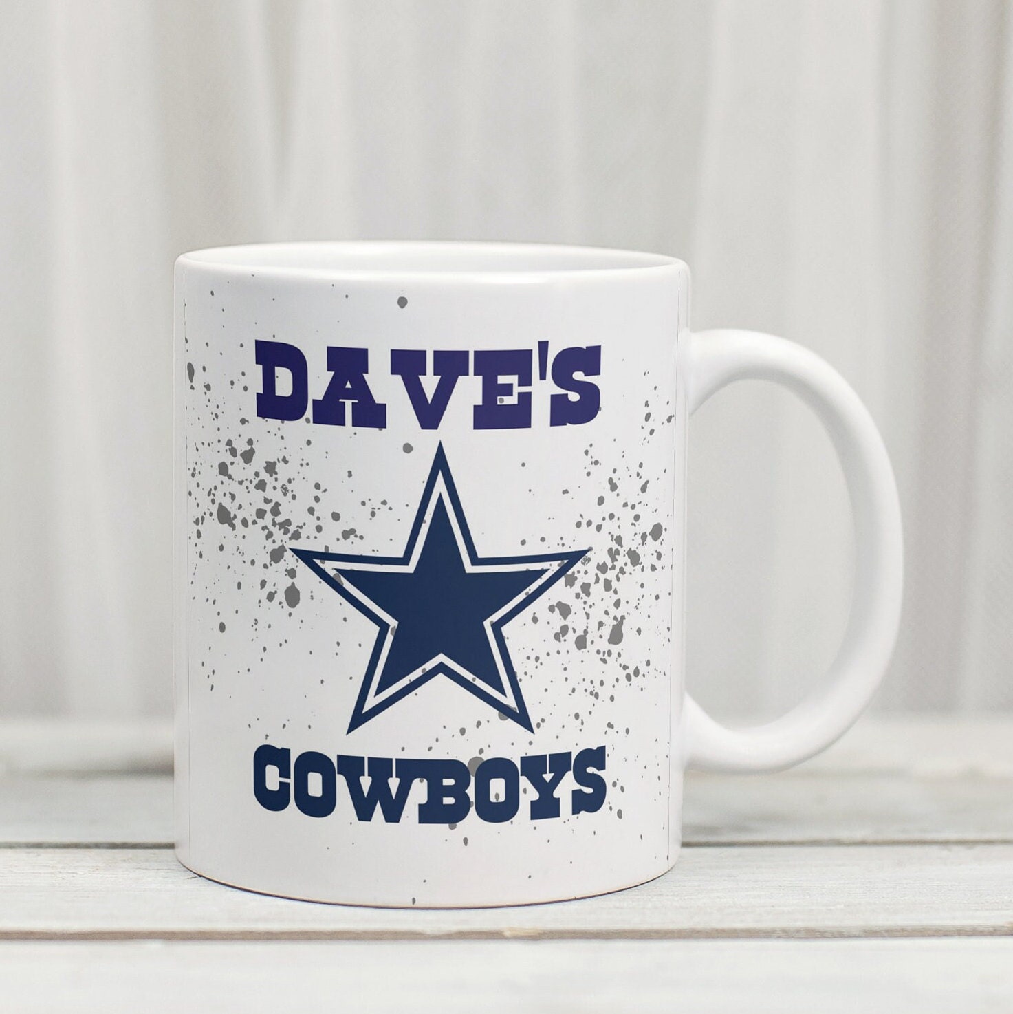 Rico Industries NFL Football Dallas Cowboys Navy Blue Personalized 16 oz  Team Color Laser Engraved Speckled Ceramic Coffee Mug