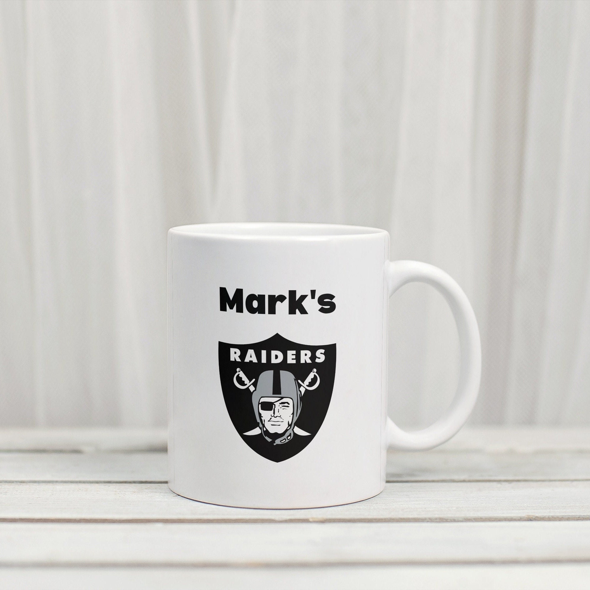 Las Vegas Raiders 3D Ceramic Mug Official NFL Raised Logo ~ Black, White  & Gray