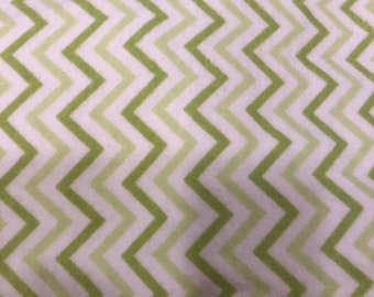 SAge green and white chevron fitted crib /toddler sheet