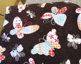 butterfly print flannel fitted crib sheet