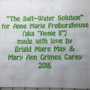 Extra Large, Personalized, Embroidered Quilt Label