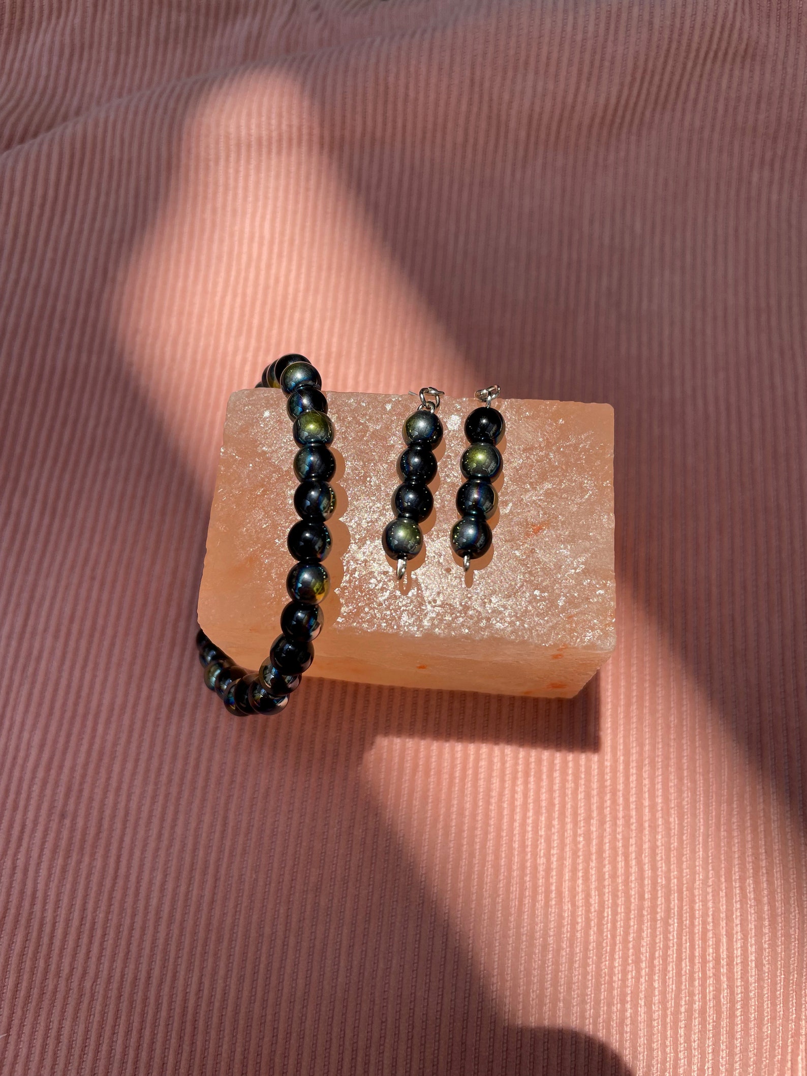 OIL SPILL , Bracelet, Gift for Her, Jewelry Set, Earrings, Handmade