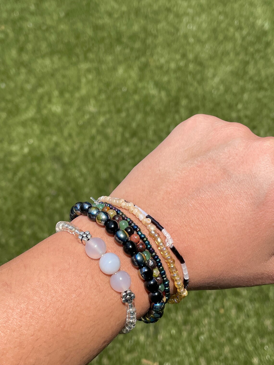 OIL SPILL , Bracelet, Gift for Her, Jewelry Set, Earrings, Handmade