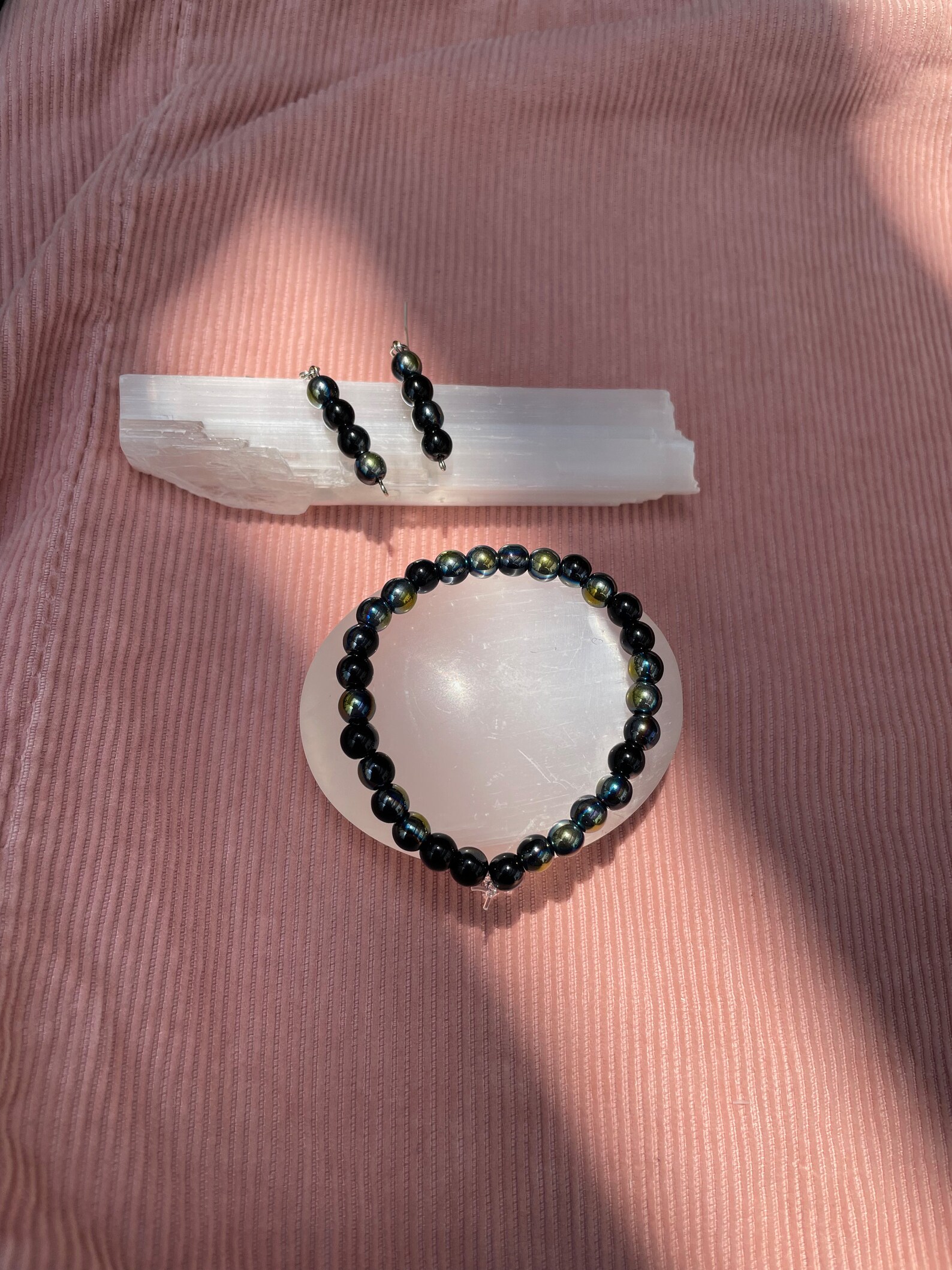 OIL SPILL , Bracelet, Gift for Her, Jewelry Set, Earrings, Handmade