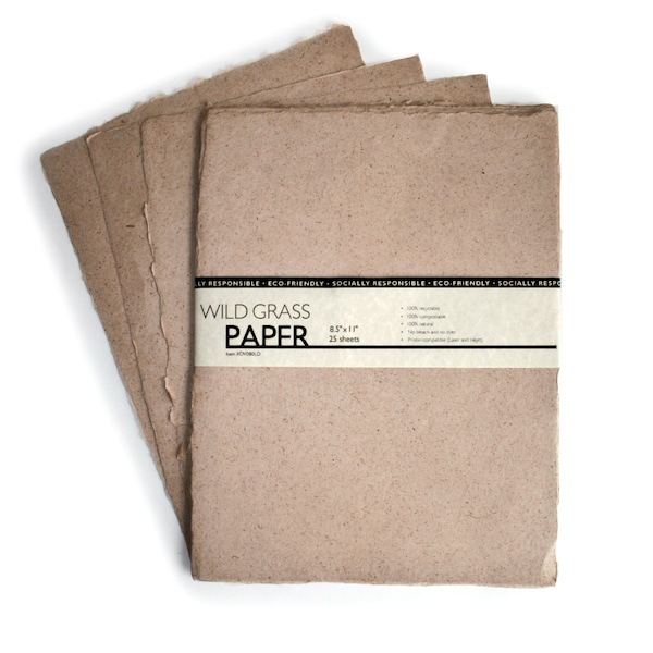 Hemp Paper Natural / Deckled Edge - 8.5 x 11 - 25 Sheets - PH0212