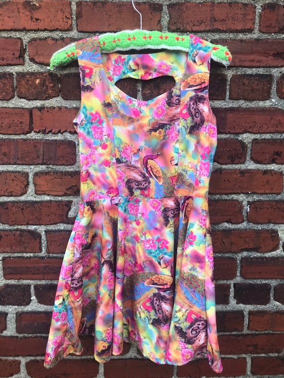 Handmade psychedelic peacock dress.