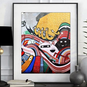 Instant downloadable art Street art graffiti Abstract cute drawing Instant Kids room decor Colorful Drawing Instant download large print art