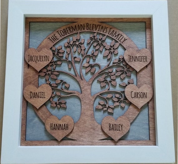Rustic Personalized Personalised Family Tree Wooden Key Cabinet Cupboard Unique Gift Present Idea