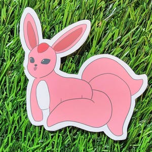 Pegatina de Ruby Carbuncle Familiar: adorable vinilo troquelado kawaii (FFXIV Blep Fox)