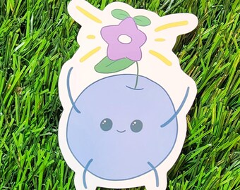 Blue Cozy Farming Friend Sticker – Cute Kawaii Agriculturist Die-Cut Vinyl Decal