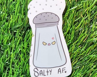 Angry Salt Shaker Sticker: Kawaii Vinyl Decal for Laptops