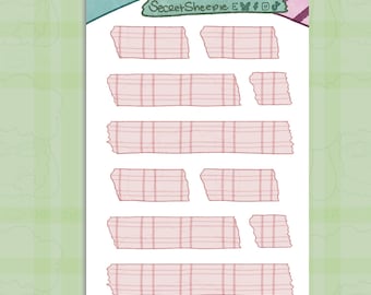 Cozy Pink Plaid Washi Tape Sticker Sheet