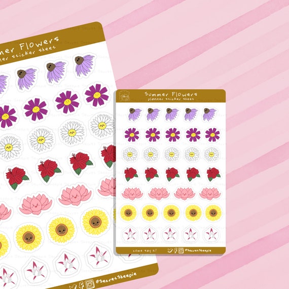 Kawaii Summer Flower Planner Sticker Sheet Journal Stickers | Etsy