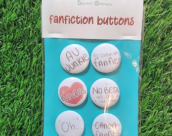 Fanfiction Badge Pin Set — For the Writers, Readers & Shippers