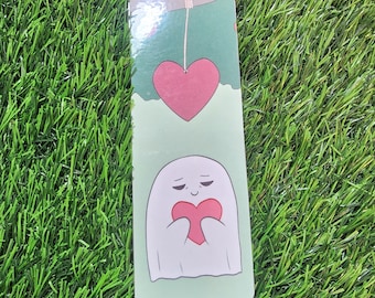 Ghostie Love Bookmark – Kawaii Ghost Heart Page Marker (Laminated)