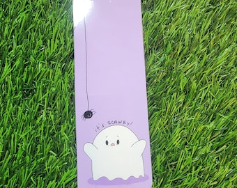 Kawaii Ghost Bookmark – Spooky Spider Page Marker, Laminated Stationery Gift