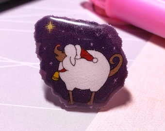 Tender Lamb Holiday themed | Final Fantasy XIV | Mini Homemade DIY Resin Lapel Pin