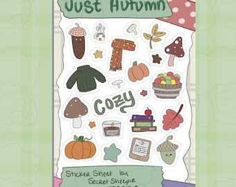 Cozy Autumn Sticker Sheet – Hand-Drawn Fall Journaling Stickers