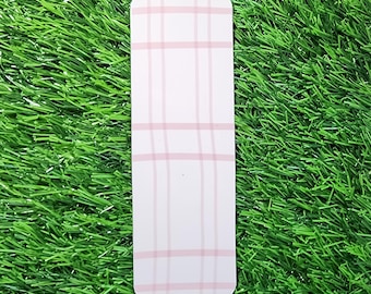 Hand-Drawn Pink Plaid Bookmark • Cozy Book Accessory