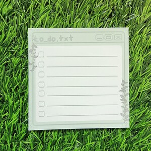 Bloc de notas con lista de tareas pendientes dibujada a mano con motivos de hojas verdes – Papelería cuadrada de 7,6 x 7,6 cm