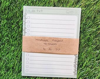 Leafy Green To-Do Notepad – Cute Kawaii 4×5″ Checklist Stationery Pad (40 Sheets)