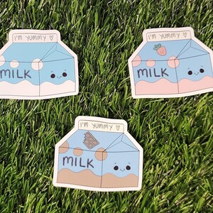 Kawaii Milk Carton Sticker Pack – Cute Die-Cut Vinyl Decals (Pastel Beverage Carton Set)