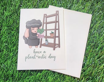 Plant Lover Greeting Card – Sheepie Pun, Blank Stationery (3.5 x 5")