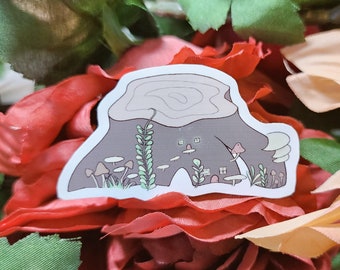 Fairy Tree Stump | Cute Die Cut Vinyl Stickers, Cottagecore Fairycore Faeriecore