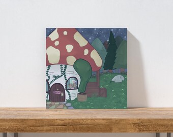 Mushroom Shop Art Print: Kawaii Forest Boutique Illustration