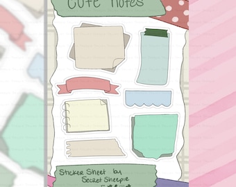 Cute Notes Sticker Sheet - Journal Stickers - Cute Stickers
