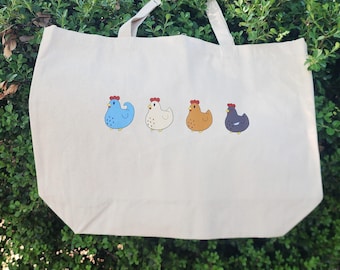 Canvas Tote Bag: Stardew Valley Inspired Chickens, 100% Canvas Farmer Game Merch