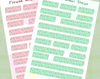 Flower Washi Strip Stickers: Handmade Journal Planner Stickers