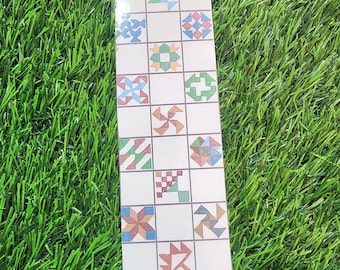 Hand-Drawn Cross-Stitch Bookmark – Laminated Kawaii Page Marker (2x6")