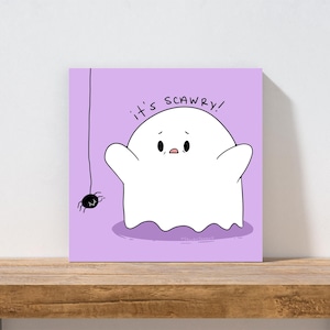 Scawry Ghost Art Print – Cute Kawaii Ghost Illustration, Cozy Spooky Decor