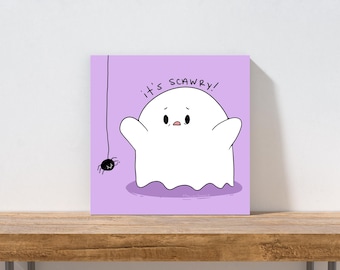 Lámina artística de fantasmas espeluznantes: adorable ilustración de fantasmas kawaii, decoración acogedora y espeluznante