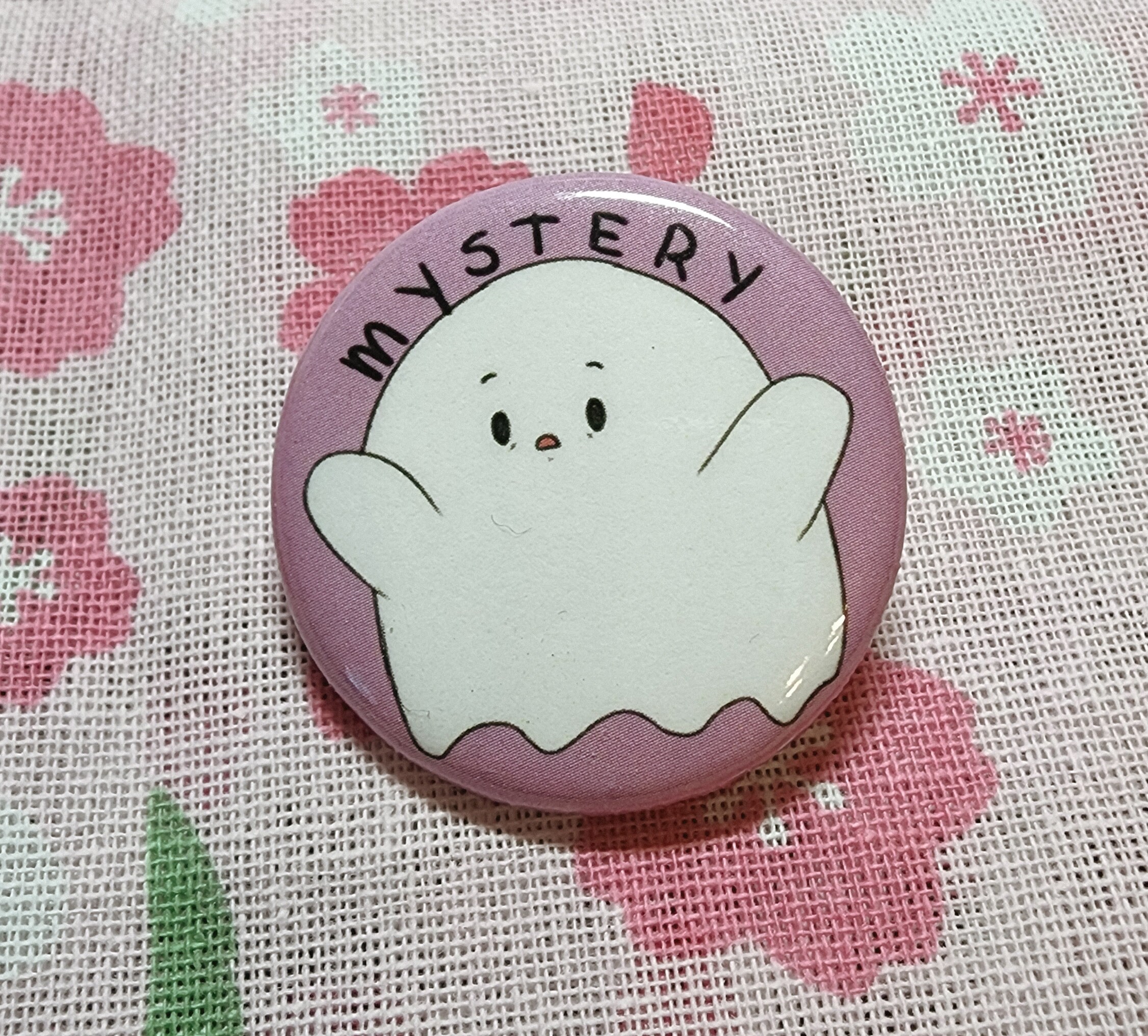 It's a Mystery Cute Ghost Button Flair Badge - Etsy