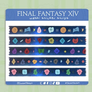 FFXIV Washi Tape Strips Sticker Sheet — Cute Kiss-Cut Planner & Journal Stickers