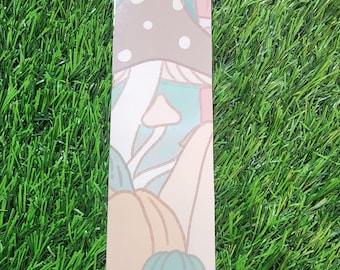 Mushroom Pumpkin Bookmark: Kawaii Cottagecore Laminated Page Marker