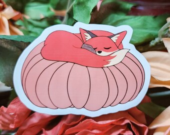 Fox on a Pumpkin | Pun Die Cut Vinyl Stickers | Kawaii stickers for Planner | Cute Stickers