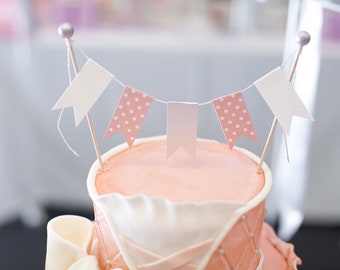 Pink & Grey Ballet Ballerina Tutu Birthday Party Shower Cake Bunting Pennant Flag Cake Topper-Birthday, Shower Cake Topper